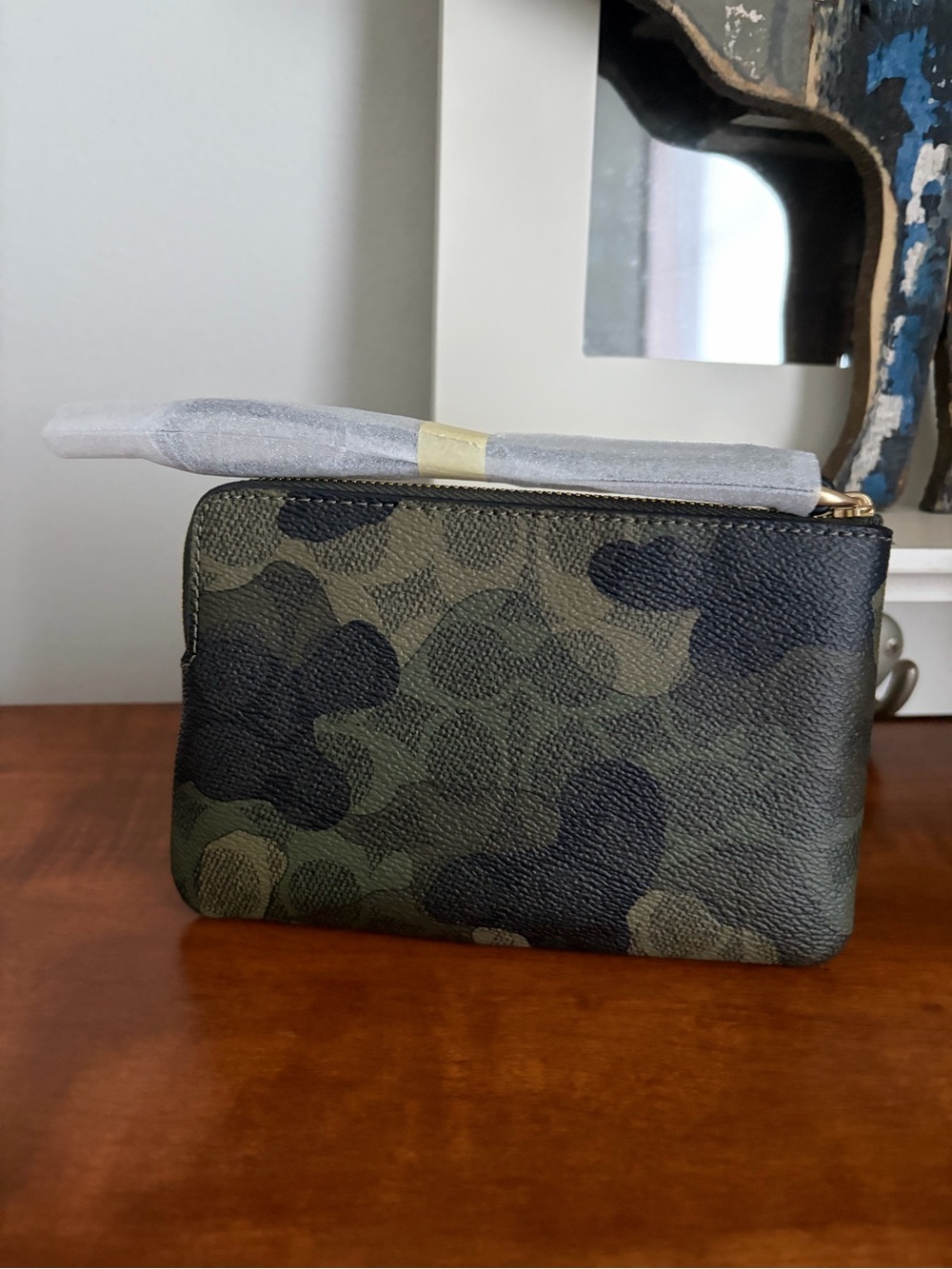 Coach Black and Brown Camo Zip Coin Pouch - Picture 2 of 5